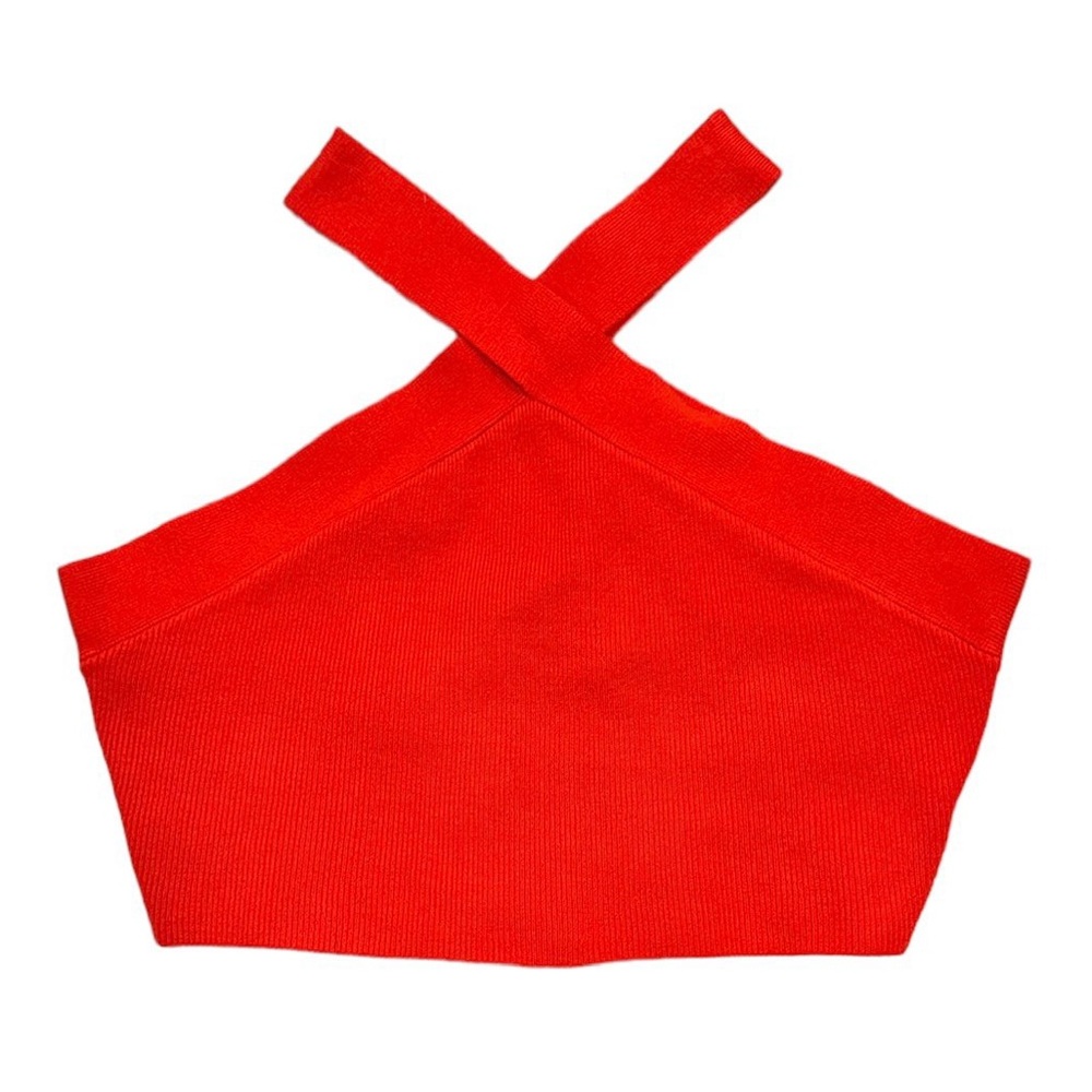 HOUSE OF HARLOW 1960 Ribbed Knit Luxe Essentials Stretchy Halter Crop NWT Large - Picture 3 of 6
